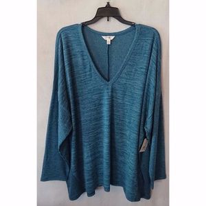 Soft Flowing Blue Terra & Sky V-Neck Top